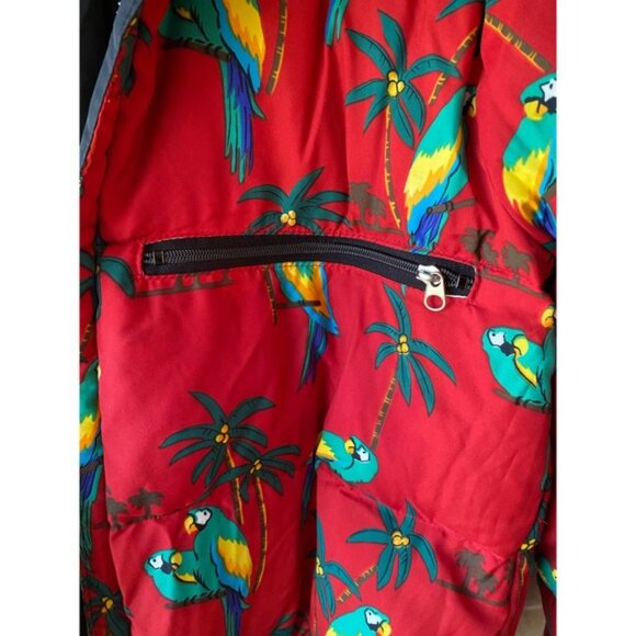 Vintage 90s Tropical Parrot Down-Filled Jacket, Size Large Kids - Picture 6 of 14